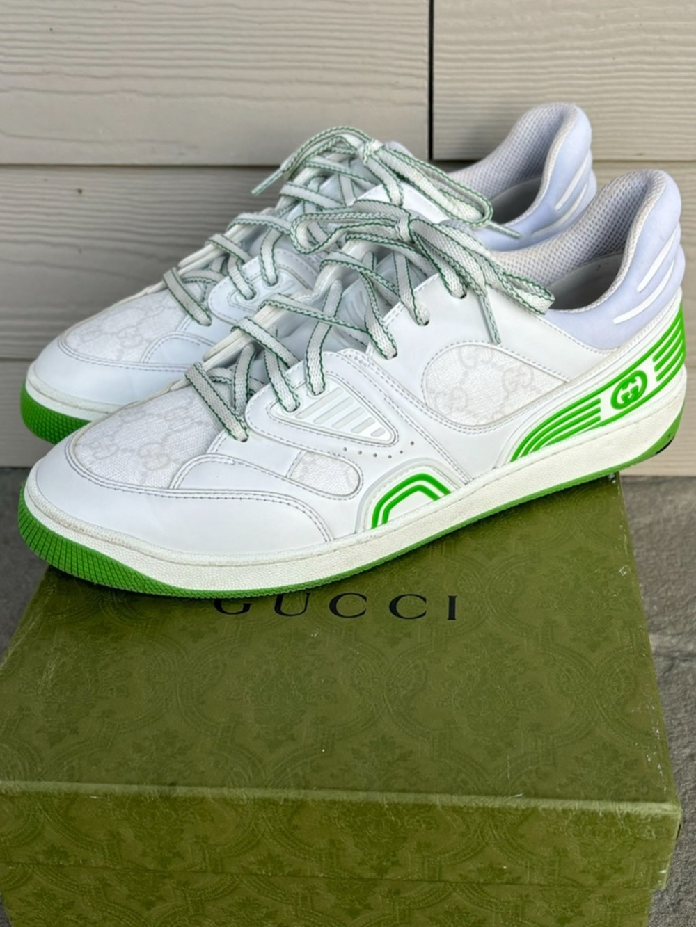 Gucci 2024 GG White & Green Runway Sneakers 🔥